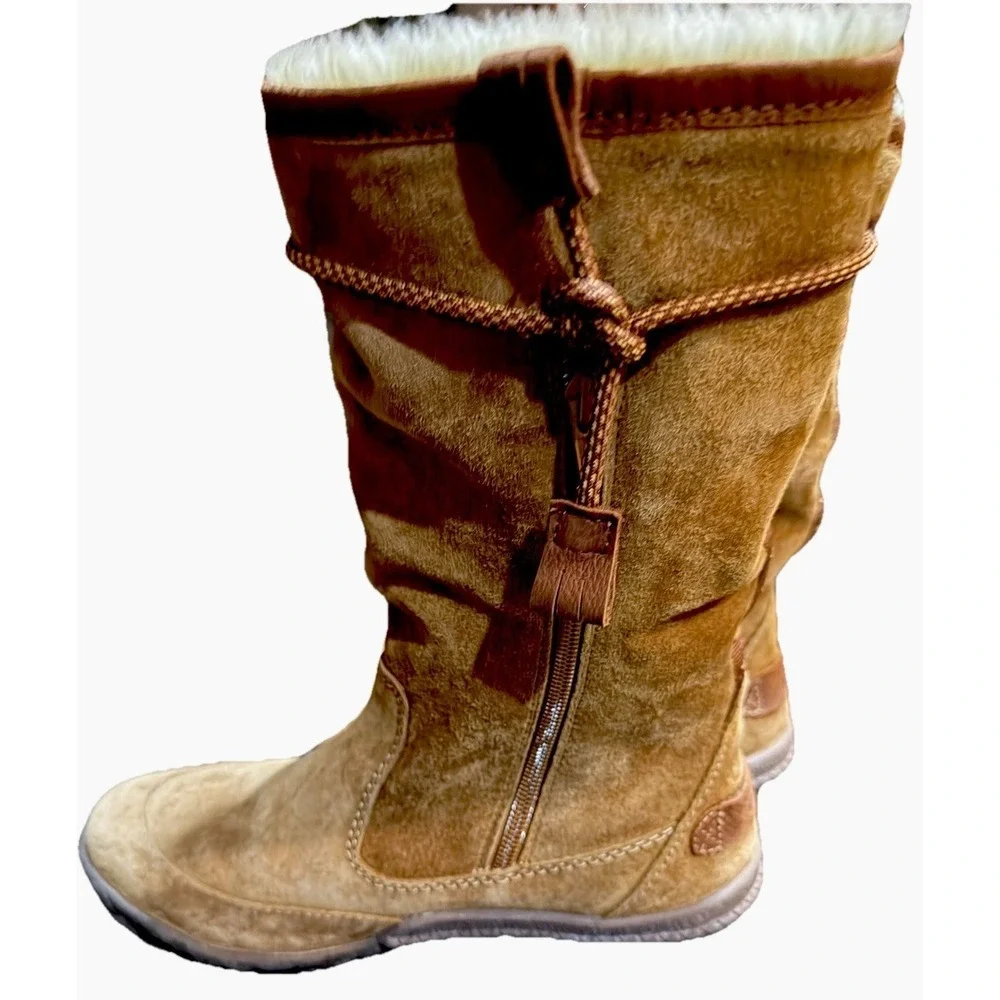 Cushe‎ Cascade Tan Suede Waterproof Winter Boots Womens 6 Faux Fur Boho Cabin
